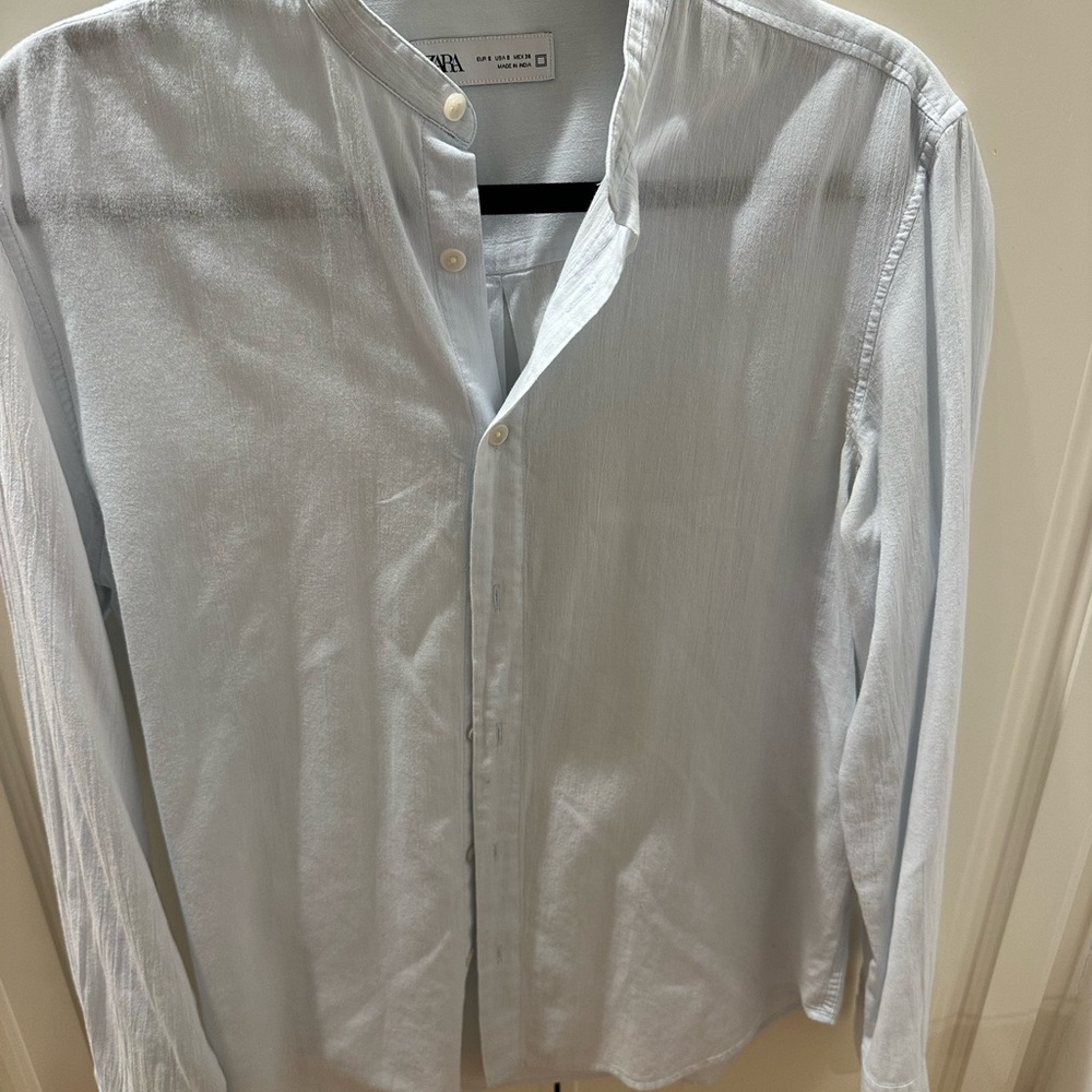Zara Men's Sky Blue Button Down Shirt